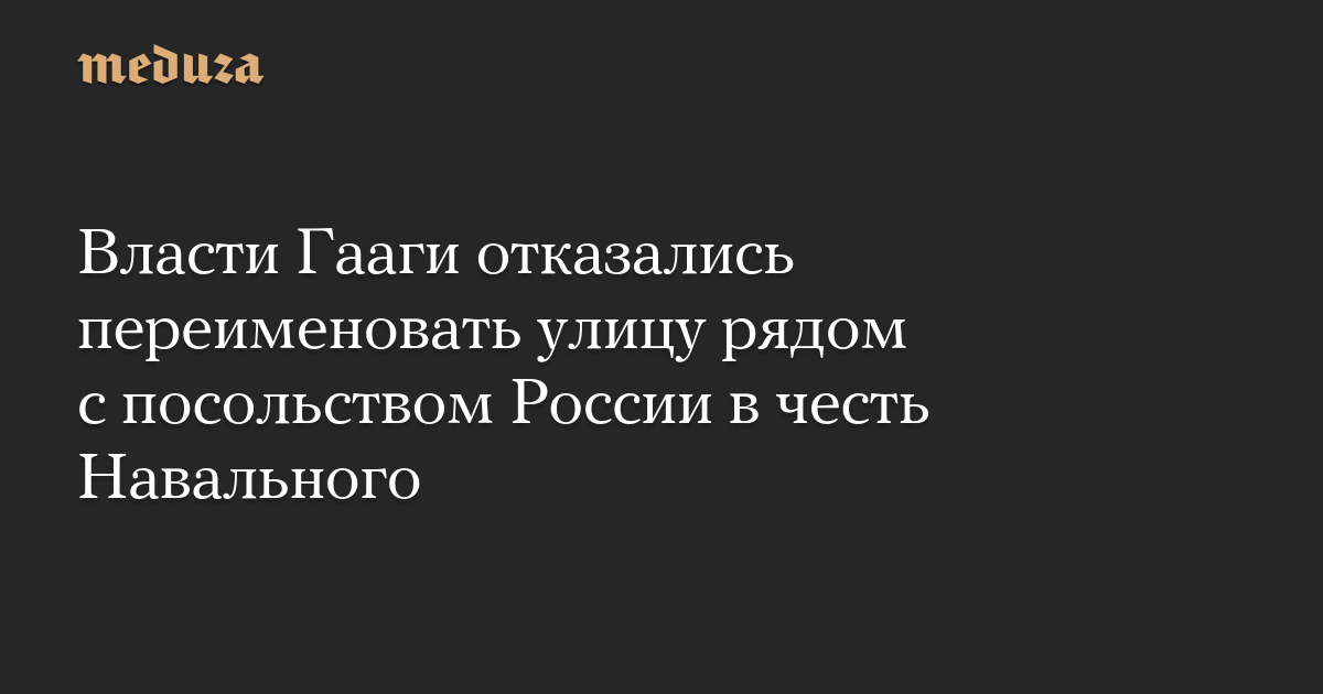 Власти Гааги отказались переименовать улицу рядом с посольством России в честь Навального